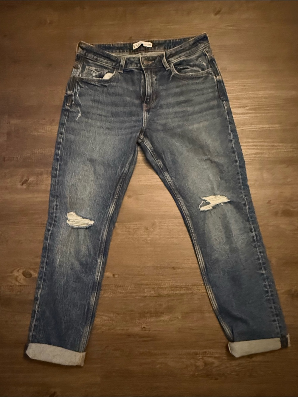 Zara Men's Relaxed Distressed Blue Jeans